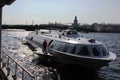 STANT - PETERBURG, RUSSIA-6 JULY 2013: Meteor, submarine-launched boat on the Neva in the center of St. Petersburg Royalty Free Stock Photo