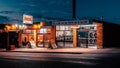 Stanthorpe, Queensland, Australia - Laundromat and Pizza shop illuminated at night