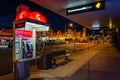 Stanthorpe, Queensland, Australia - Telstra landline phone booth illuminated at night