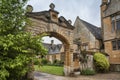 Manor House built in Jacobean period architecture 1630 in guiting yellow stone, in the Cotswold village of Stanway Gloucestershire Royalty Free Stock Photo