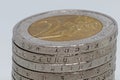 Staple of 2 Euro coins Royalty Free Stock Photo