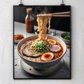 A noodle soup dish with chopsticks, a staple food in Asian cuisine Royalty Free Stock Photo