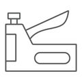 Staple gun thin line icon, tool and repair, stapler sign, vector graphics, a linear pattern on a white background. Royalty Free Stock Photo