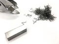 Staple Stapler staples are pulled out. Royalty Free Stock Photo