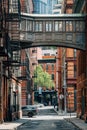 The Staple Street Skybridge, in Tribeca, Manhattan, New York City Royalty Free Stock Photo