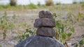 stapled brick stones, dry grass as background Royalty Free Stock Photo