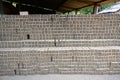 Handmade bricks handmade from brickearth drying before burning near Mekong River, Vietnam Royalty Free Stock Photo