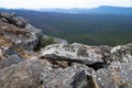 Stapled Stones with view into the valley at Reeds Lookout, Grampians, Victoria, Australia Royalty Free Stock Photo