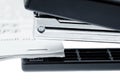 Stapler attach a documents. Isolated on a white. Royalty Free Stock Photo