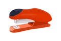 Stapler isolated on white background. Red office stapler for stapling paper. Royalty Free Stock Photo