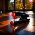 Stapler , office equipment gadget for binding papers Royalty Free Stock Photo