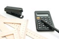 Stapler, ruler and other stationery Royalty Free Stock Photo