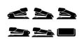 Stapler silhouette vector set office stationery tool collection black simple design isolated Royalty Free Stock Photo