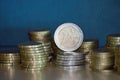 Staples of euro coins