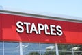 Staples sign on retail store facade - San Jose, California, USA - 2021 Royalty Free Stock Photo