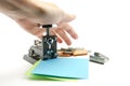 Stapling sheets of paper Royalty Free Stock Photo