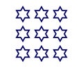 Six Pointed Star Shape Outline Collection Blue Royalty Free Stock Photo