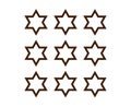 Six Pointed Star Shape Outline Collection Brown Royalty Free Stock Photo