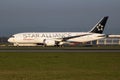 Star Alliance Ethiopian Airlines Boeing 787-8 Dreamliner ET-ATG passenger plane departure and take off at Vienna International Royalty Free Stock Photo