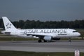 Star Alliance Lufthansa airplane doing taxi on airport runway