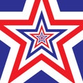 The star with american flag colors background