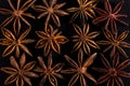 Star anise on black table. Concept, copy space Royalty Free Stock Photo