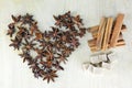 Star anise , cinnamon and brown sugar cubes Royalty Free Stock Photo