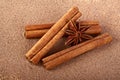 Star anise, cinnamon sticks with powder isolated on white background Royalty Free Stock Photo