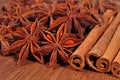 Star anise and cinnamon sticks Royalty Free Stock Photo
