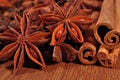 Star anise and cinnamon sticks Royalty Free Stock Photo
