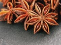 Star anise on gray background close up Royalty Free Stock Photo