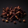 Star anise spice on a black background - selective focus