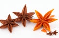 Star anise spice fruits isolated on white background