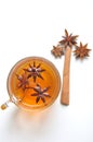 Star anise tea on a white background , detox tea concept 