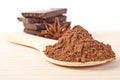 star of anise, tower from chocolate and cacao powder