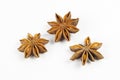 Star anise triple on white background Royalty Free Stock Photo