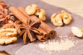 Star Anise Walnut Brown Sugar With Cinnamon At Christmas Time On