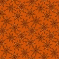 Star Anise warm seamless pattern. Dried Star Aniseed seeds Used for Seasoning in Cooking.