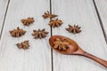 Star Anise on a Wooden Spoon