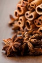 Star aniseed and cinnamon sticks Royalty Free Stock Photo