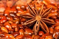 Star aniseed with lots of seeds around it Royalty Free Stock Photo