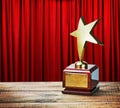 Star award wooden table Royalty Free Stock Photo