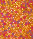 Star background - Colorful party confetti with sparkling stars. Orange color in foamy