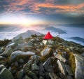 Star Bivouac with Red Tent Royalty Free Stock Photo