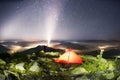 Star Bivouac with Red Tent Royalty Free Stock Photo