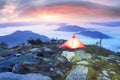 Star Bivouac with Red Tent Royalty Free Stock Photo