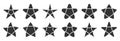 Star black stamp sticker shape blank seal flat set