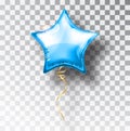 Star blue balloon on transparent background. Party helium balloons event design decoration. Balloons air