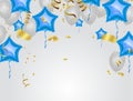 Star Blue balloon and White balloon on background. Party helium Royalty Free Stock Photo