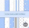 12 star blue & grey seamless pattern